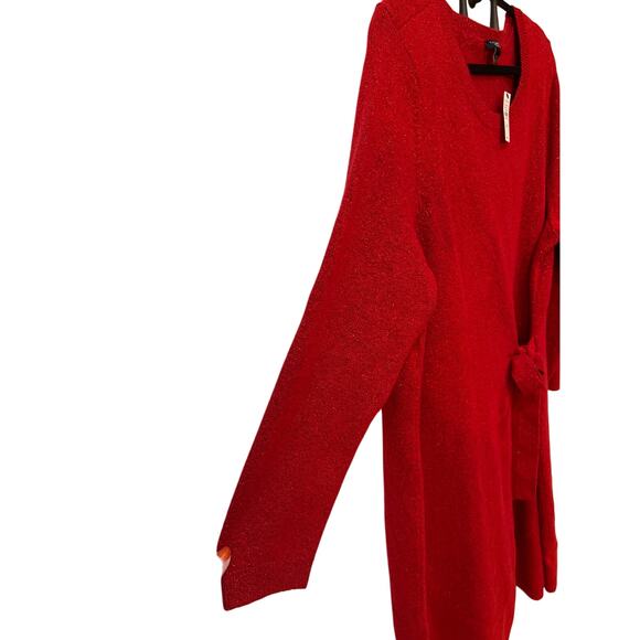 Talbots Red Side Tie Shimmer Shift Sweater Dress NWT Holiday Sparkle 2XP - Picture 5 of 9